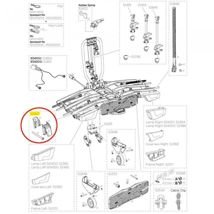 [해외]툴레 Pump Buckle Kit EasyFold XT 933 52847 Spare Part 1136934651 Black