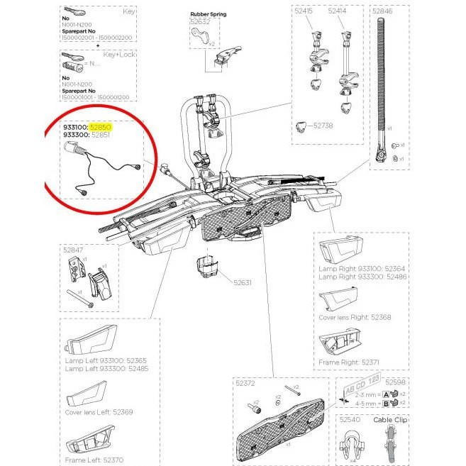 [해외]툴레 Electric 커넥터 Easyfold 13P 933/934 Spare Part 1137099207 Silver