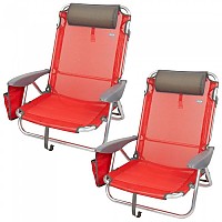[해외]AKTIVE 낮은 접이식 의자 다중 위치 알루미늄 Menorca 2 단위 6140969497 Red / Grey