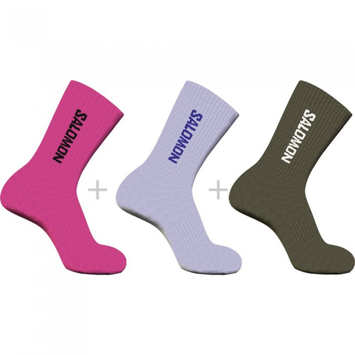 [해외]살로몬 Everyday 크루 양말 3 켤레 4141140113 Knockout Pink / Purple Heather / Olive