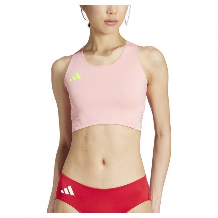 [해외]아디다스 Adizero Essentials Crop 스포츠 탑 7141128856 Semi Pink Spark