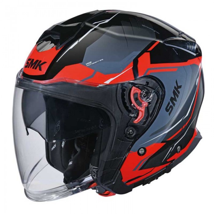 [해외]SMK GTJ Escape 오픈 페이스 헬멧 9141187563 Black / Red / Grey
