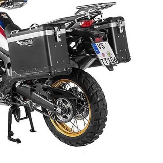 [해외]투라텍 ZEGA Pro And-Black 31/38L con portamaletas de Stainless Steel Black Rack Honda CRF1000L Africa Twin 2015-2017 사이드 케이스 세트 9141190409 Black / Silver