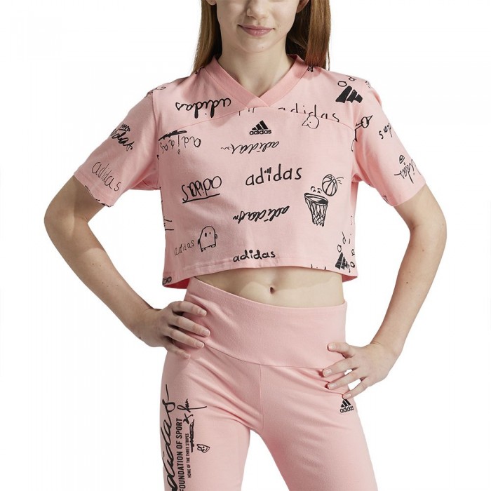 [해외]아디다스 Brand Love Cropped 반팔 티셔츠 15141050130 Semi Pink Spark / Black