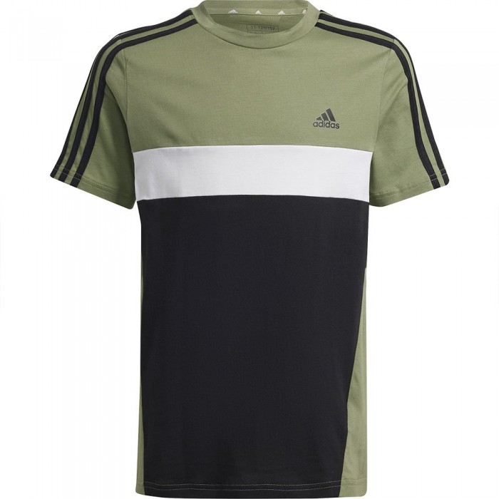 [해외]아디다스 Tiberio 3 Stripes Colorblock Cotton 반팔 티셔츠 15141050713 Tent Green / Black / White