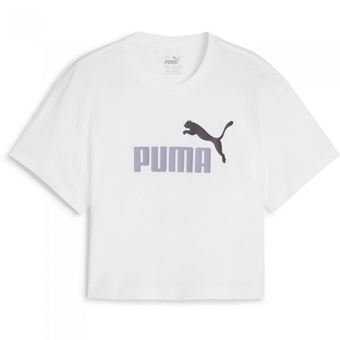 [해외]푸마 Girls Logo Cropped 반팔 티셔츠 15140930870 White / Pale Plum