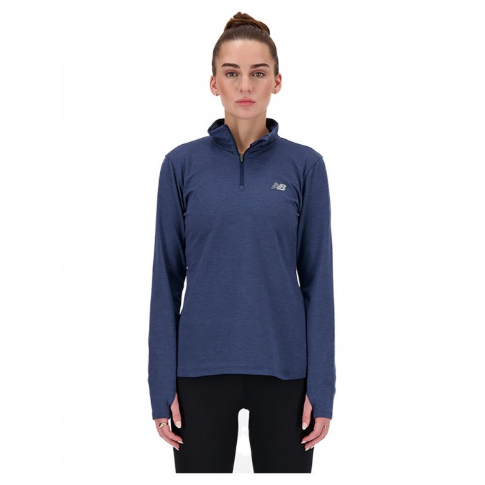 [해외]뉴발란스 Sport Essentials Space Dye 하프 지퍼 긴팔 티셔츠 6141043319 Nb Navy Heather