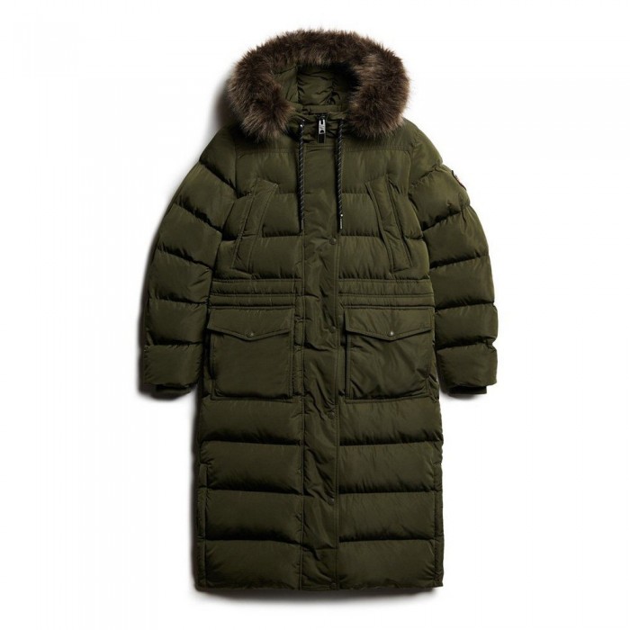 [해외]슈퍼드라이 Everest Faux Fur Longline 자켓 141110480 Army Khaki