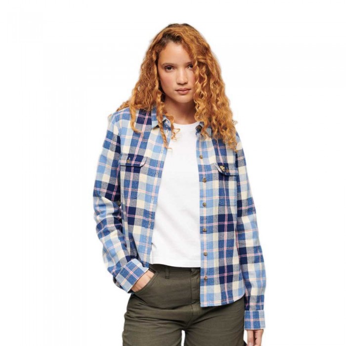 [해외]슈퍼드라이 Lumberjack Check Flannel 오버셔츠 141110626 Classic Blue Check