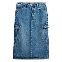 [해외]슈퍼드라이 Denim Cargo Pocket Midi 스커트 141127699 Ridley Blue