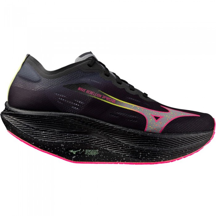 [해외]미즈노 Wave Rebellion Pro 2 Unisex 러닝화 6141103393 Black / Silver / Pink Tetra