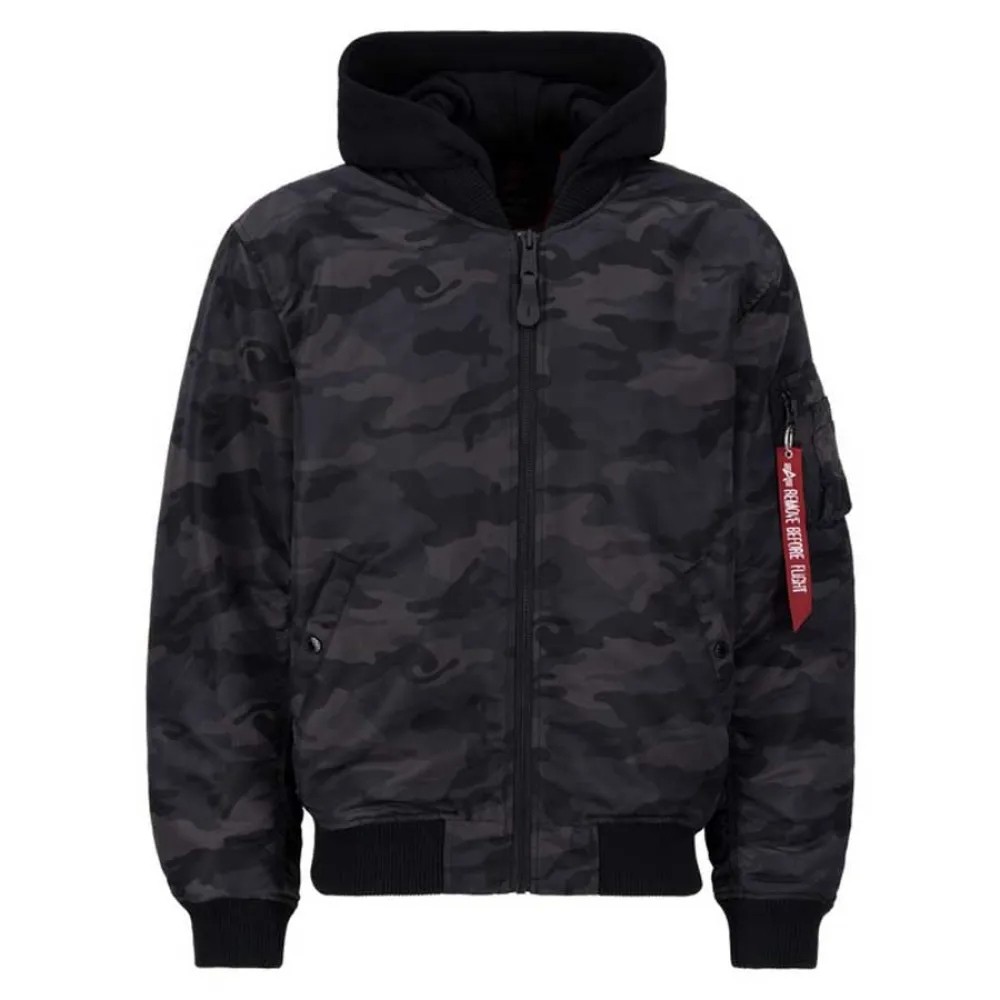 [해외]알파 인더스트리 Ma-1 Zh Back Emb Camo 봄버 자켓 141045268 Black Camo