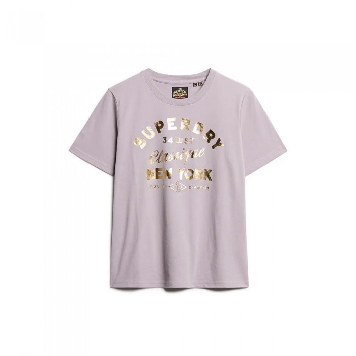 [해외]슈퍼드라이 Luxe Metallic Logo Relaxed 반팔 티셔츠 141198136 Brassica Lilac