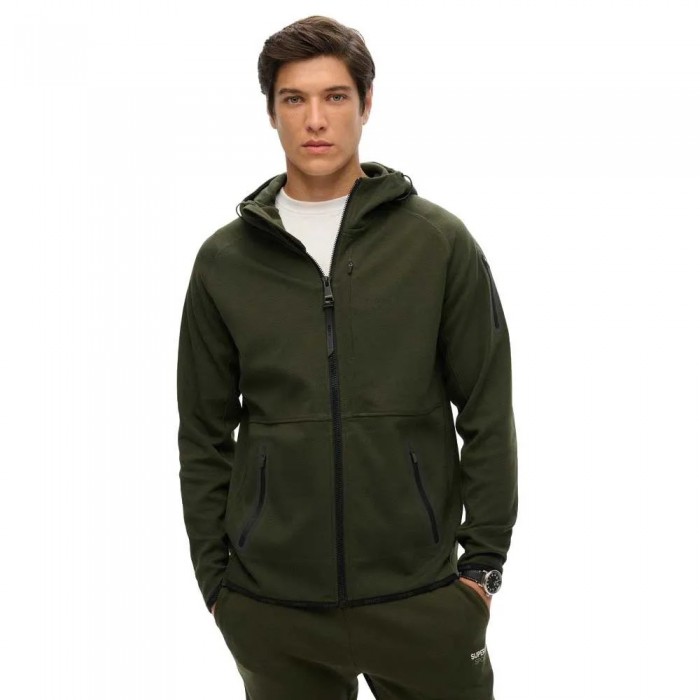 [해외]슈퍼드라이 Tech Logo 풀지퍼 스웨트셔츠 141663653 Surplus Goods Olive Green