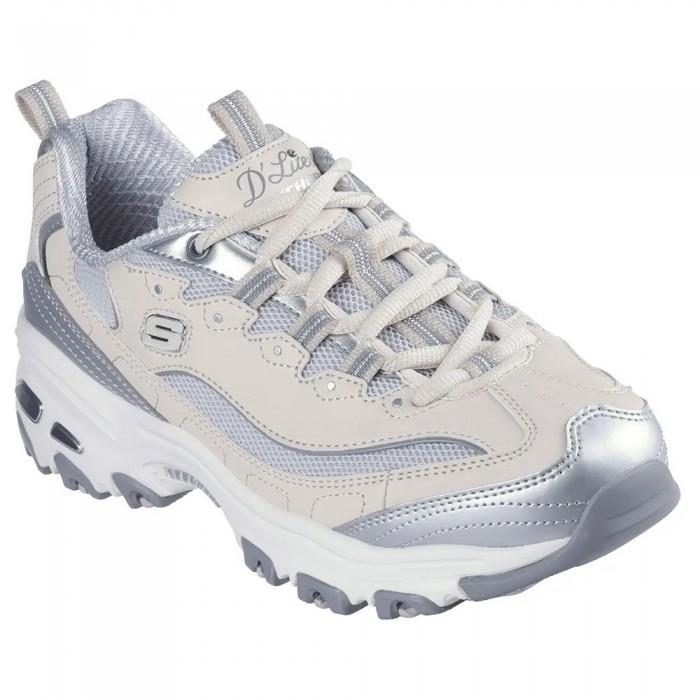 [해외]스케쳐스 D´Lites 운동화 141550199 Natural Duraleather / Mesh / Gray / Silver Trim