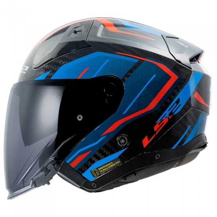 [해외]LS2 OF603 Infinity II Carbon Urus 오픈 페이스 헬멧 9141454366 Blue / Red