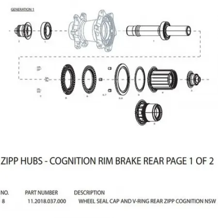 ZIPP Cognition Rear Hub Driveside Seal Cap And V-Ring 실란트 3137114901