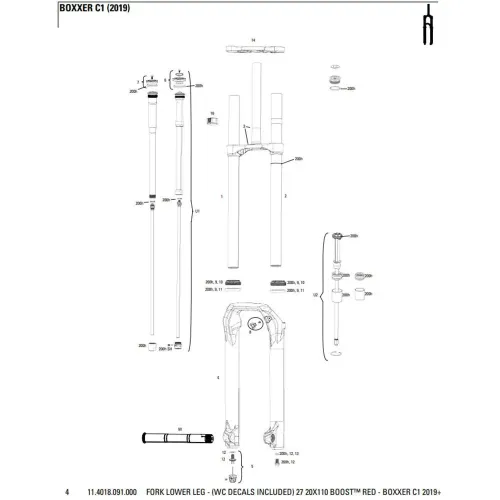 락샥 BoXXer C1 2019+ 27´´ Boost Flask 포크의 아랫부분 3137383755