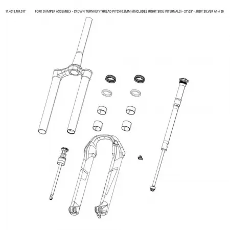 락샥 Fork Damper Assembly Judys/30 Silver Turnkey Crown 카트리지 3137601949