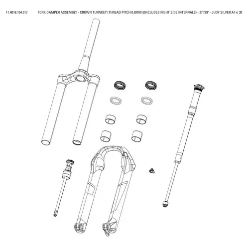 락샥 Fork Damper Assembly Judys/30 Silver Turnkey Crown 카트리지 3137601949