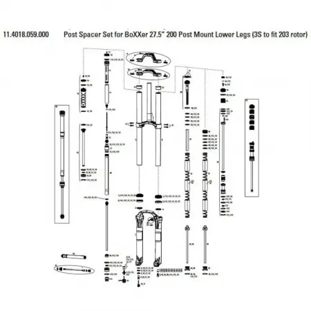 락샥 Boxxer 27.5´´ 200 mm Post 하퇴 장착용 스페이서 세트 3137782236