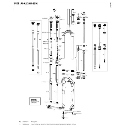 락샥 Pike 26´´ 160mm/27.5´´ Solo Air 왼쪽 스프링 내부 부품 150 mm 3137782313