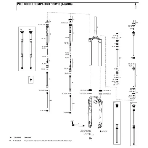 락샥 Pike RCT3 Boost Damper Internals Right Charger 포크의 아랫부분 3137782440