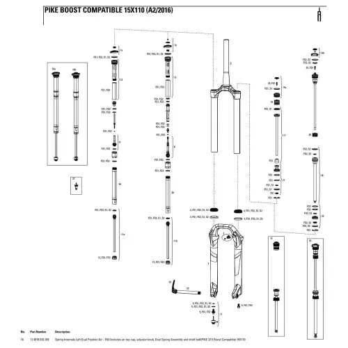 락샥 Pike 27.5´´ 150 mm Dual Position Air 왼쪽 스프링 내부 3137782459