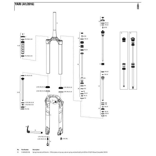 락샥 Lyrik/Yari 27.5´´ 170 mm Solo Air 왼쪽 스프링 내부 3137782471