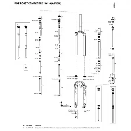 락샥 Pike 27.5´´ 120 mm Boost Solo Air 왼쪽 스프링 내부 3137782474