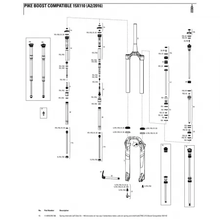 락샥 Pike 27.5´´ 140 mm Boost Solo Air 왼쪽 스프링 내부 3137782476