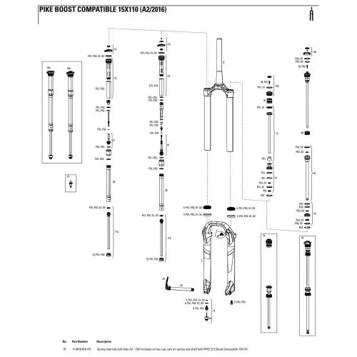 락샥 Pike 27.5´´ 150 mm Boost Solo Air 왼쪽 스프링 내부 3137782477