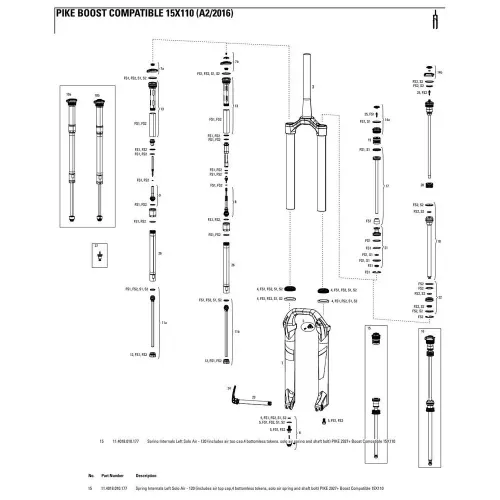 락샥 Pike 27´´/29´´ 120 mm Boost Solo Air 왼쪽 스프링 내부 3137782479