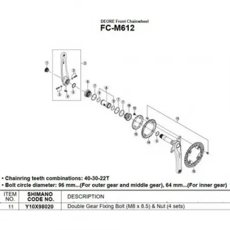 시마노 Deore M612 체인링 나사 세트 4 단위 3137973966