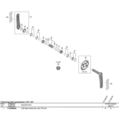 시마노 XTR M9100 Hollowtech 왼쪽 크랭크 3142482649