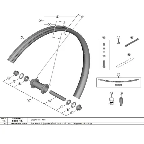 시마노 299 mm WH-M9220-TL-F15-B-29 EWHSPOKEY000A 스포크와 니플 키트 28 단위 3142845345