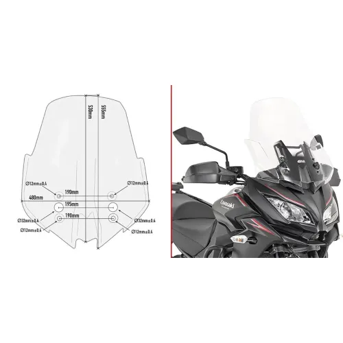 기비 D4120ST 가와사키 Versys 1000 앞유리 4138008201