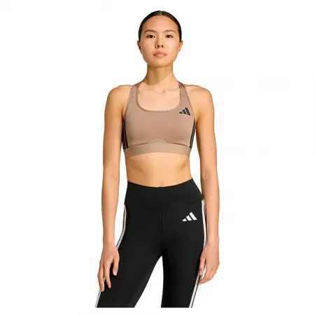 아디다스 Powerreact Train 3 Stripes 미디엄 임팩트 스포츠 브라 6142170693