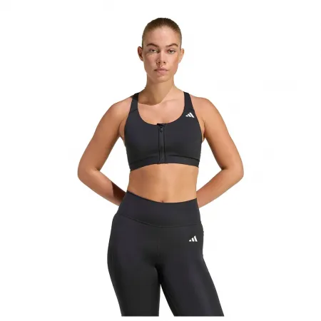 아디다스 Optime Essentials Workout Zip-Front 미디엄 임팩트 스포츠 브라 6142696306