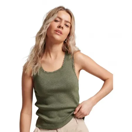 슈퍼드라이 빈티지 Lace Trim 나시 티셔츠 139680122