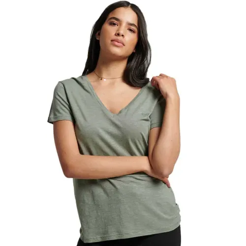 슈퍼드라이 스튜디오s Slub 엠브로이더드 반팔 V넥 티셔츠 139858709