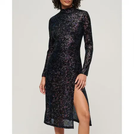 슈퍼드라이 Long Sleeves Backless Sparkly Midi 원피스 140424515