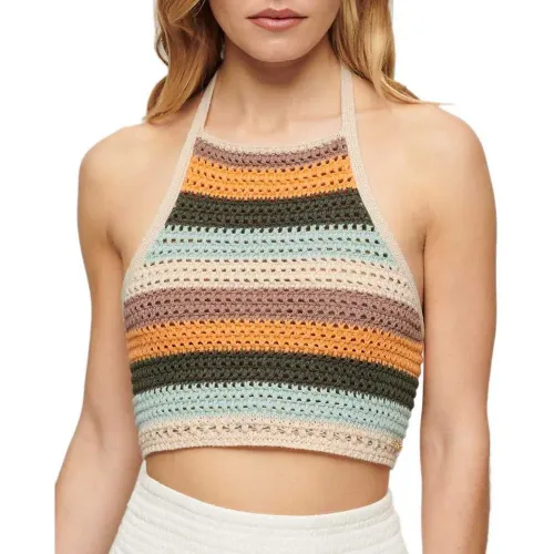 슈퍼드라이 Crop Halter Crochet 나시 상의 141113020