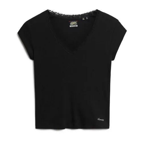 슈퍼드라이 에센셜 Lace Trim 반팔 티셔츠 141398475