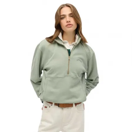 슈퍼드라이 에센셜 Logo 오버핏 하프 지퍼 스웨터 141962243