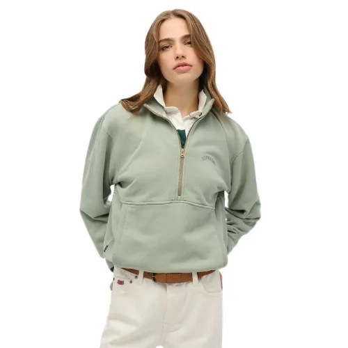 슈퍼드라이 에센셜 Logo 오버핏 하프 지퍼 스웨터 141962243