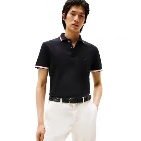 타미힐피거 Cuff Interest Slim Fit 반팔 폴로 셔츠 142276697