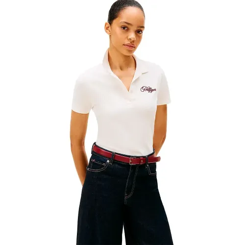 타미힐피거 Script 슬림 핏 반팔 폴로 셔츠 142276821