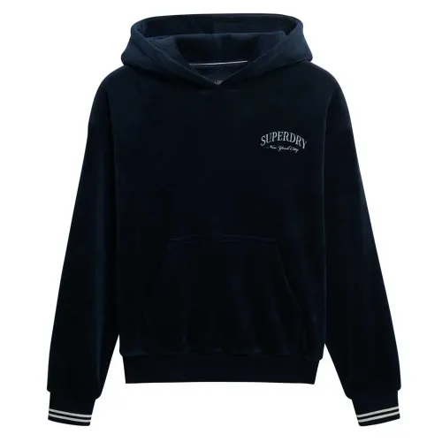 슈퍼드라이 컨트리 클럽 Velour 루즈 핏 후드티 142283487