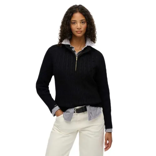 슈퍼드라이 Brushed Cable 하프 지퍼 스웨터 142369298